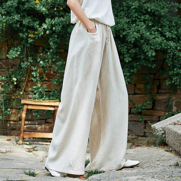 Buddha Stones Plain Wide Leg Pants Dance Women's Yoga Pants With Pockets - image 4