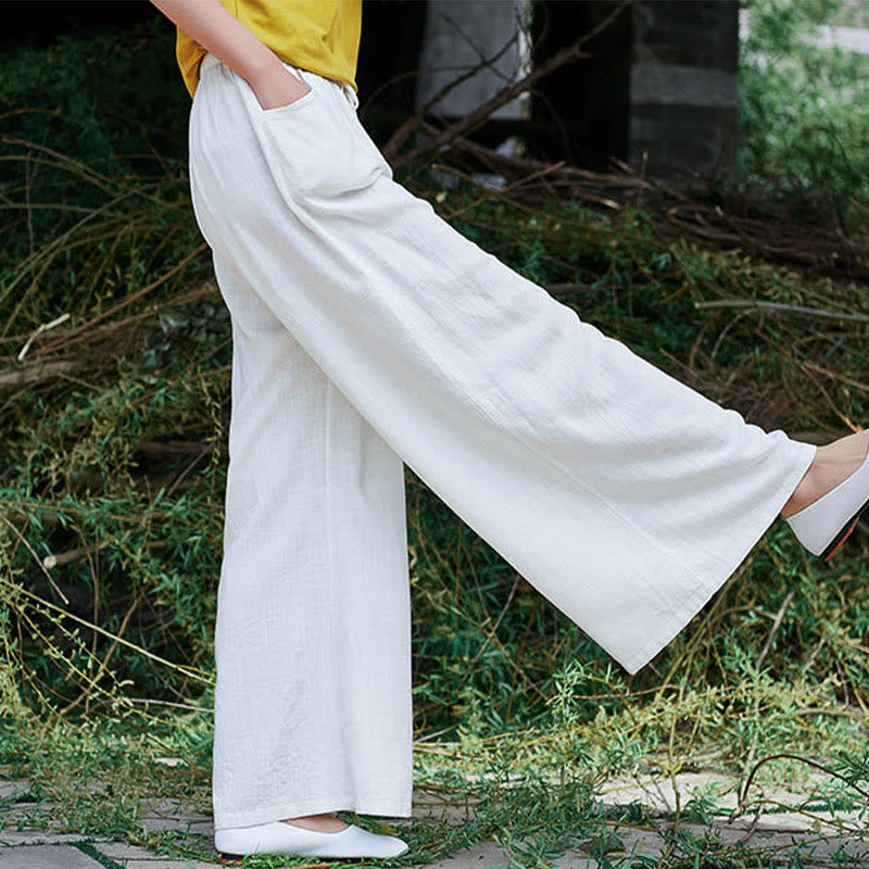 Buddha Stones Plain Wide Leg Pants Dance Women's Yoga Pants With Pockets - image 16