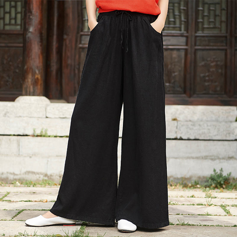 Buddha Stones Plain Wide Leg Pants Dance Women's Yoga Pants With Pockets - image 24