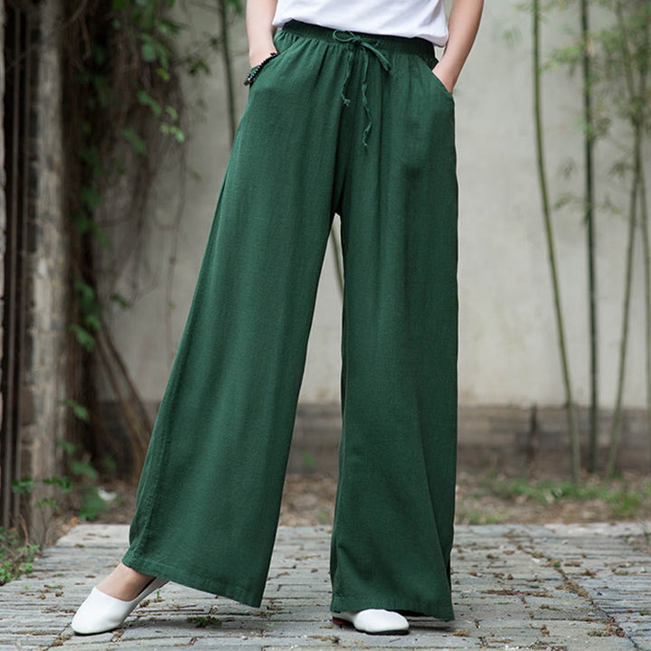 Buddha Stones Plain Wide Leg Pants Dance Women's Yoga Pants With Pockets - image 54