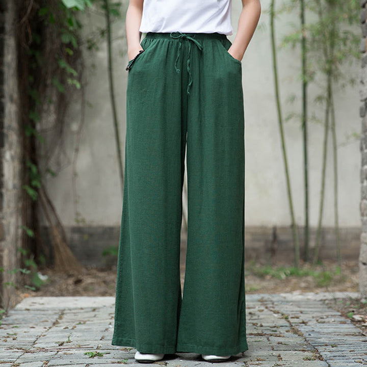 Buddha Stones Plain Wide Leg Pants Dance Women's Yoga Pants With Pockets - Green - US6,UK/AU10,EU38 (L)  - image 49