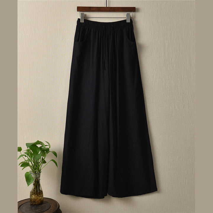 Buddha Stones Plain Wide Leg Pants Dance Women's Yoga Pants With Pockets - image 29