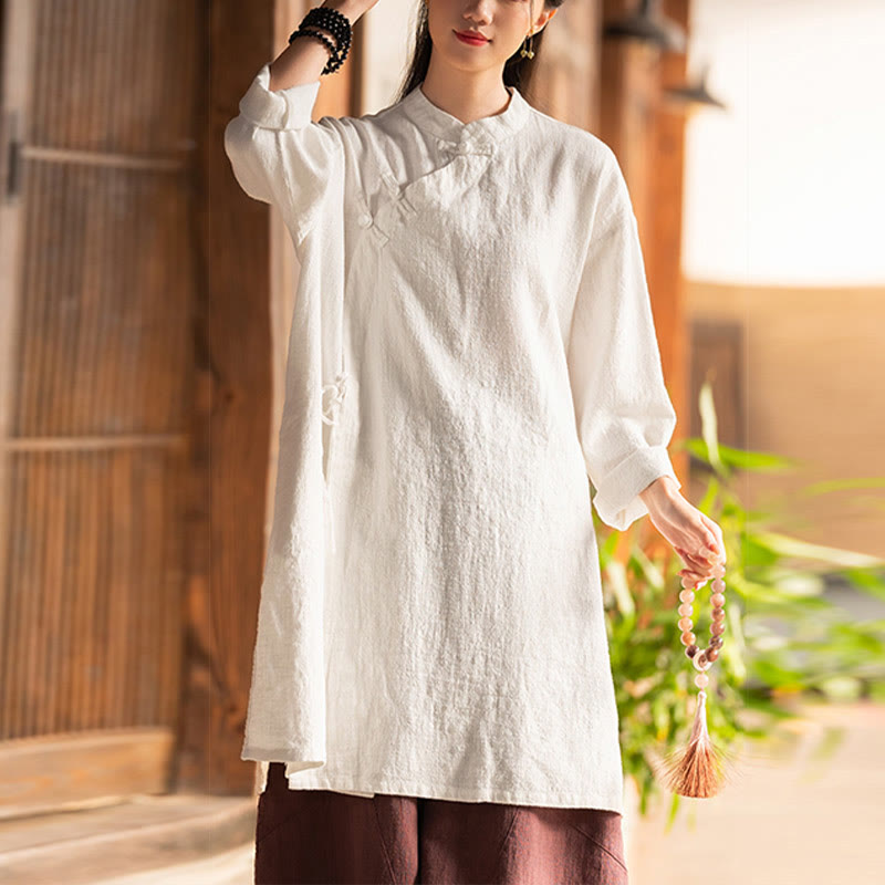 Buddha Stones Vintage Cotton Linen Blouse Women Long Sleeve Shirt Chinese Hanfu Top - image 2