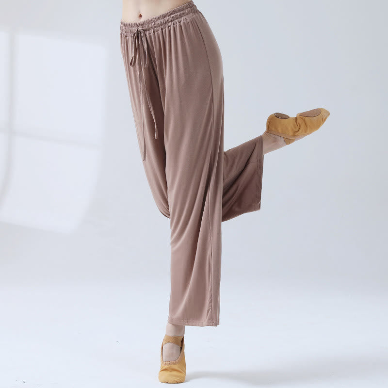 Buddha Stones Loose Modal Drawstring Wide Leg Pants For Yoga Dance - Khaki - US12,UK/AU16,EU44 (3XL) - image 11