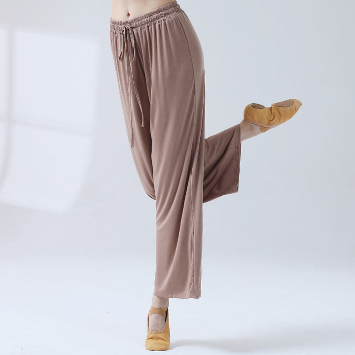 Buddha Stones Loose Modal Drawstring Wide Leg Pants For Yoga Dance - Khaki - US12,UK/AU16,EU44 (3XL) - image 11