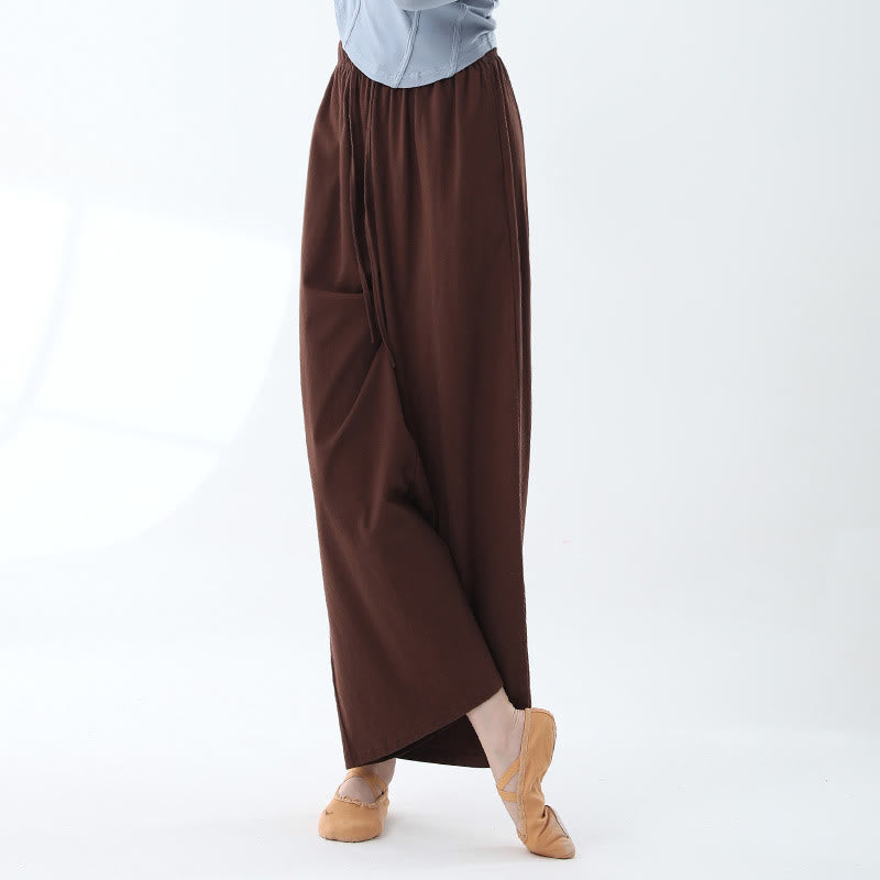 Buddha Stones Loose Cotton Drawstring Wide Leg Pants For Yoga Dance With Pockets - Brown - US6,UK/AU10,EU38 (XL) - image 8