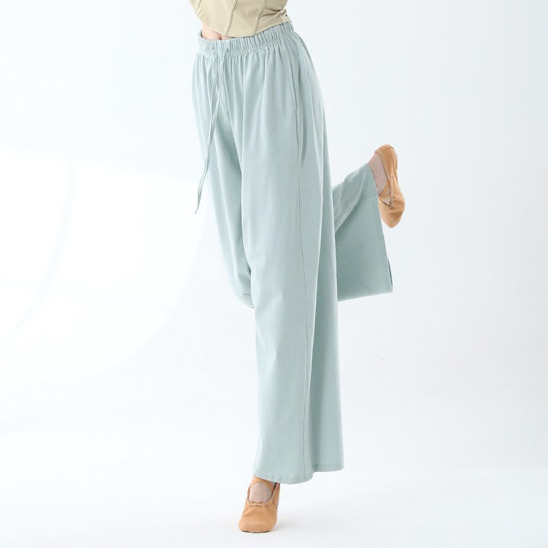 Buddha Stones Loose Cotton Drawstring Wide Leg Pants For Yoga Dance With Pockets - Light Blue - US6,UK/AU10,EU38 (XL) - image 12