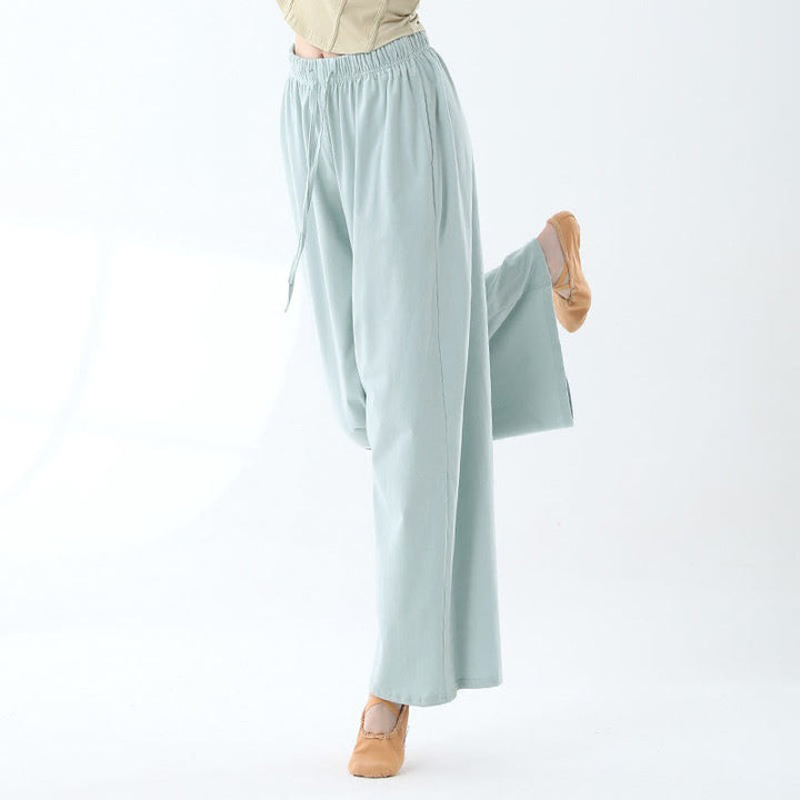 Buddha Stones Loose Cotton Drawstring Wide Leg Pants For Yoga Dance With Pockets - Light Blue - US6,UK/AU10,EU38 (XL) - image 12
