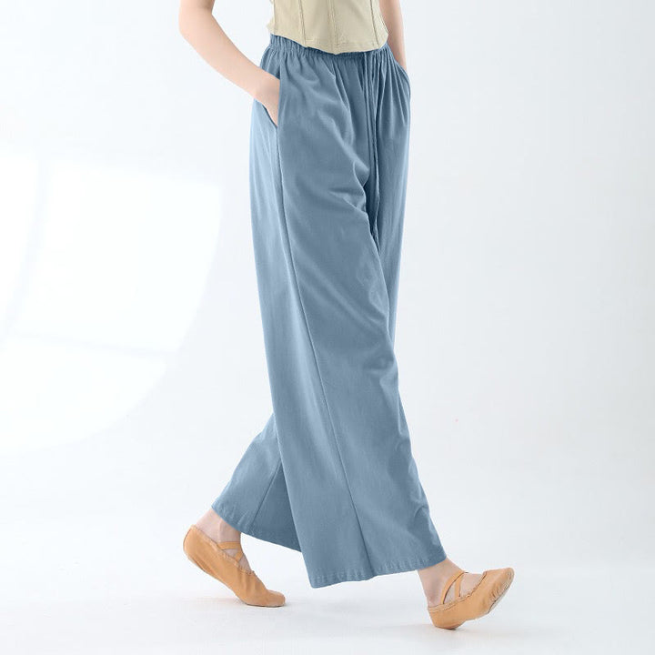 Buddha Stones Loose Cotton Drawstring Wide Leg Pants For Yoga Dance With Pockets - Steelblue - US6,UK/AU10,EU38 (XL) - image 3