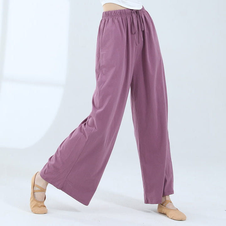 Buddha Stones Loose Cotton Drawstring Wide Leg Pants For Yoga Dance With Pockets - Purple - US6,UK/AU10,EU38 (XL) - image 28