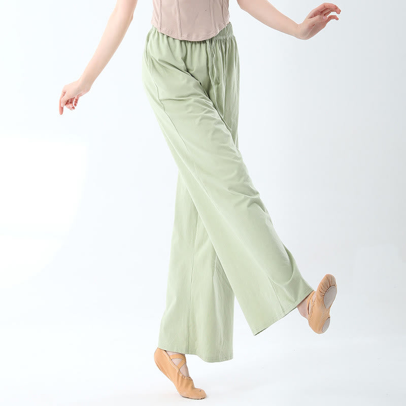 Buddha Stones Loose Cotton Drawstring Wide Leg Pants For Yoga Dance With Pockets - Light Green - US6,UK/AU10,EU38 (XL) - image 14