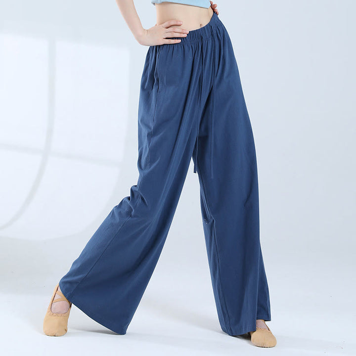 Buddha Stones Loose Cotton Drawstring Wide Leg Pants For Yoga Dance With Pockets - Blue - US6,UK/AU10,EU38 (XL) - image 36