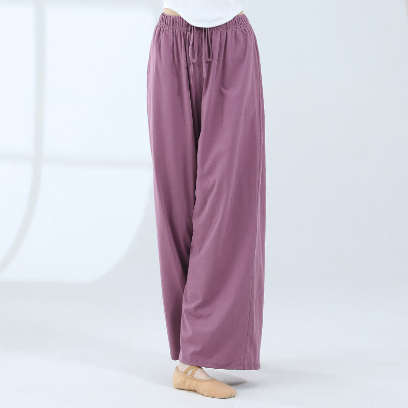 Buddha Stones Loose Cotton Drawstring Wide Leg Pants For Yoga Dance With Pockets - image 29