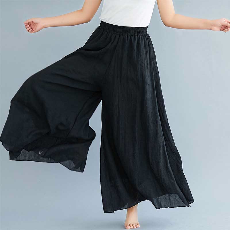 Buddha Stones Women Casual Loose Cotton Linen Wide Leg Pants For Yoga Dance - Black - US2,UK/AU6,EU34 (M) - image 9