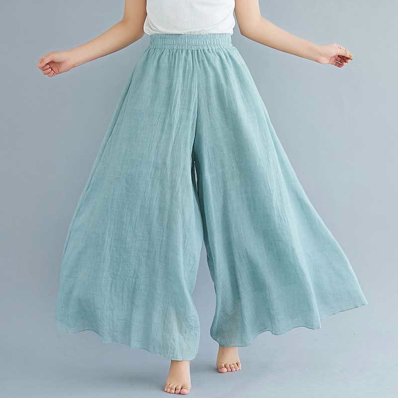 Buddha Stones Women Casual Loose Cotton Linen Wide Leg Pants For Yoga Dance - Green - US2,UK/AU6,EU34 (M) - image 37