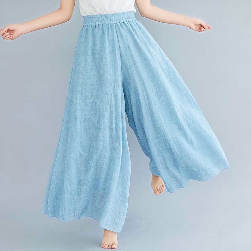 Buddha Stones Women Casual Loose Cotton Linen Wide Leg Pants For Yoga Dance - Light Blue - US2,UK/AU6,EU34 (M) - image 33