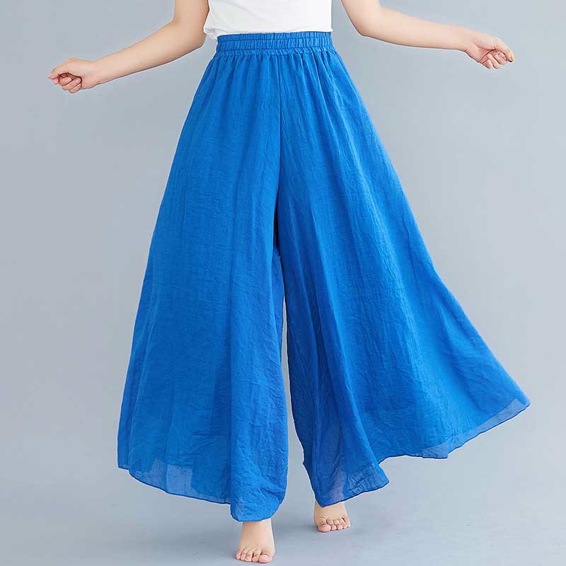 Buddha Stones Women Casual Loose Cotton Linen Wide Leg Pants For Yoga Dance - Royal Blue - US2,UK/AU6,EU34 (M) - image 38