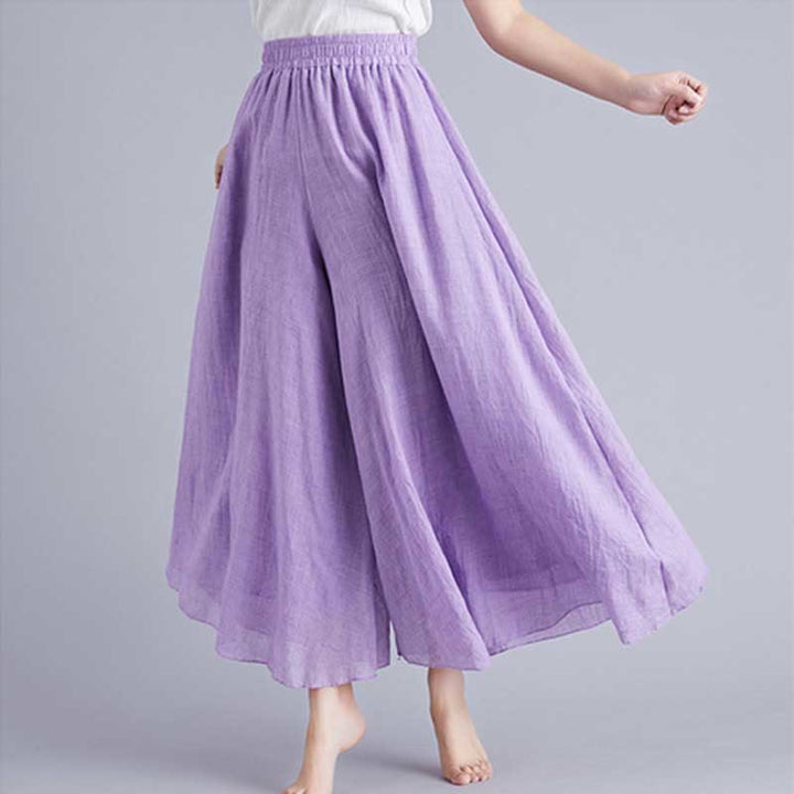 Buddha Stones Women Casual Loose Cotton Linen Wide Leg Pants For Yoga Dance - Violet - US2,UK/AU6,EU34 (M) - image 47