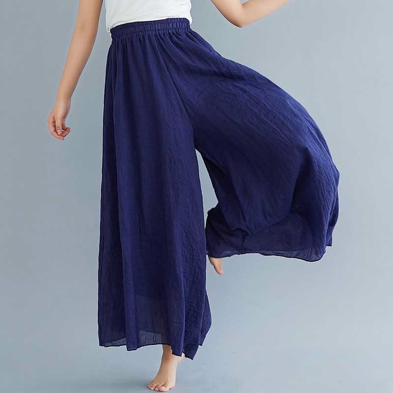 Buddha Stones Women Casual Loose Cotton Linen Wide Leg Pants For Yoga Dance - Navy Blue - US2,UK/AU6,EU34 (M) - image 41