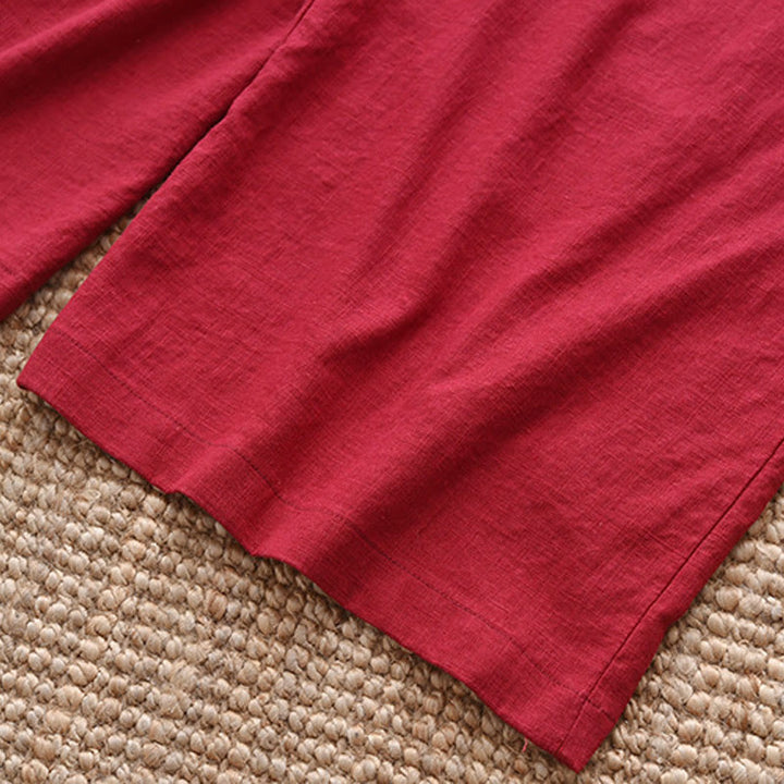 Buddha Stones Loose Cotton Linen Drawstring Wide Leg Pants With Pockets - image 25