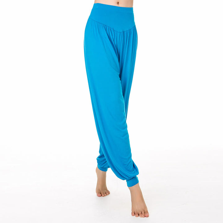 Buddha Stones Solid Color Modal Yoga Dance Long Harem Pants - Blue - US14,UK/AU18,EU46 (3XL) - image 42