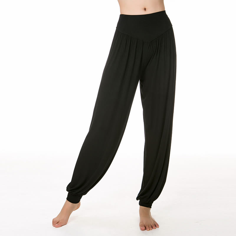 Buddha Stones Solid Color Modal Yoga Dance Long Harem Pants - Black - US14,UK/AU18,EU46 (3XL) - image 22