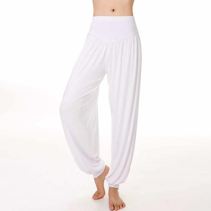 Buddha Stones Solid Color Modal Yoga Dance Long Harem Pants - White - US14,UK/AU18,EU46 (3XL) - image 46