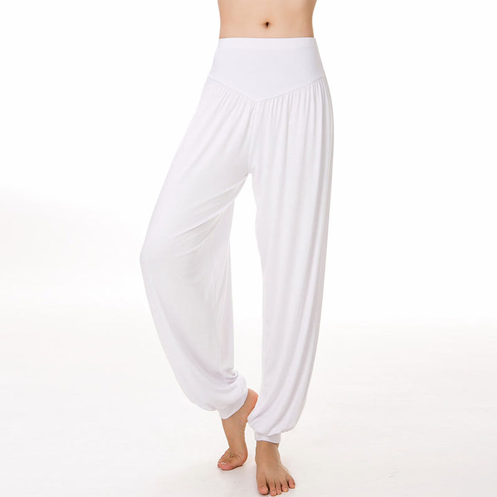 Buddha Stones Solid Color Modal Yoga Dance Long Harem Pants - White - US14,UK/AU18,EU46 (3XL) - image 46