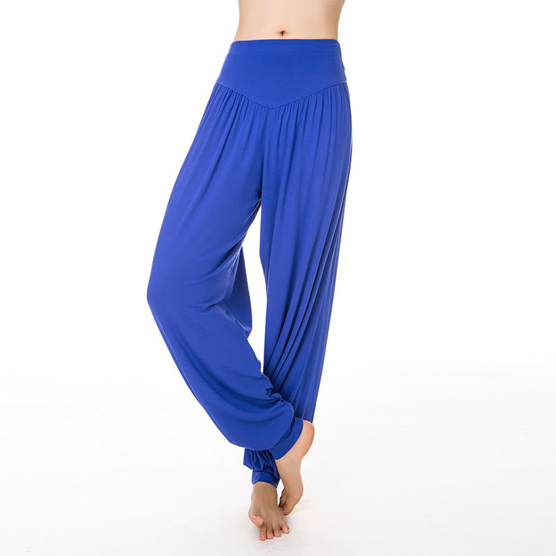 Buddha Stones Solid Color Modal Yoga Dance Long Harem Pants - Royal Blue - US14,UK/AU18,EU46 (3XL) - image 40