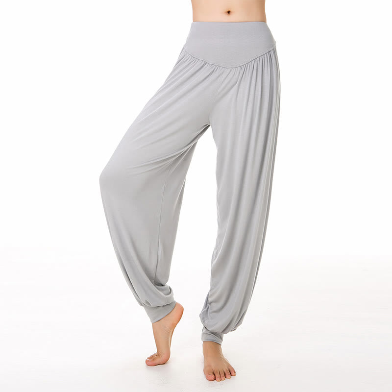Buddha Stones Solid Color Modal Yoga Dance Long Harem Pants - Gray - US14,UK/AU18,EU46 (3XL) - image 9