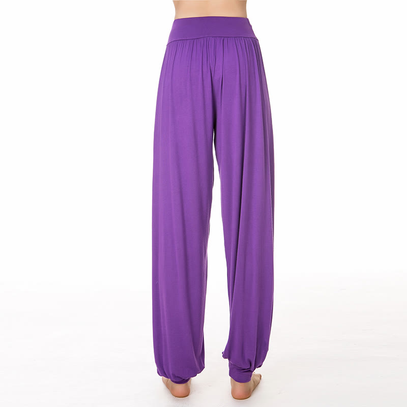 Buddha Stones Solid Color Modal Yoga Dance Long Harem Pants - image 1