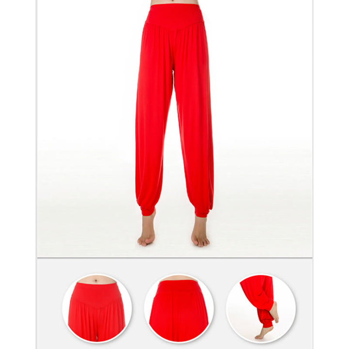 Buddha Stones Solid Color Modal Yoga Dance Long Harem Pants - image 30