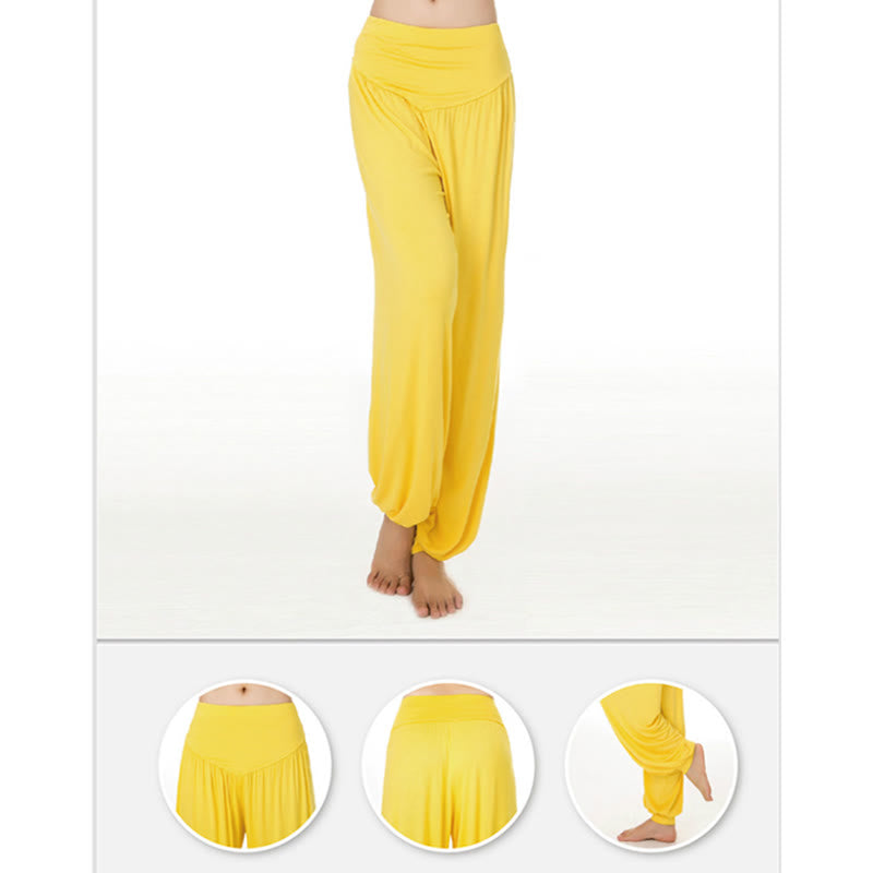 Buddha Stones Solid Color Modal Yoga Dance Long Harem Pants - image 51