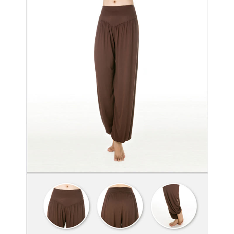 Buddha Stones Solid Color Modal Yoga Dance Long Harem Pants - image 39