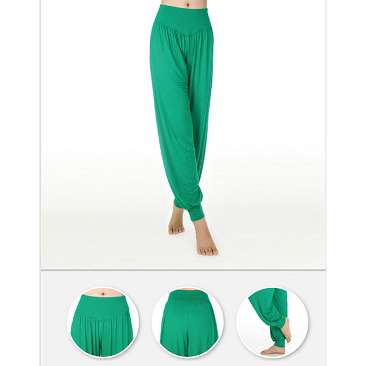 Buddha Stones Solid Color Modal Yoga Dance Long Harem Pants - image 35