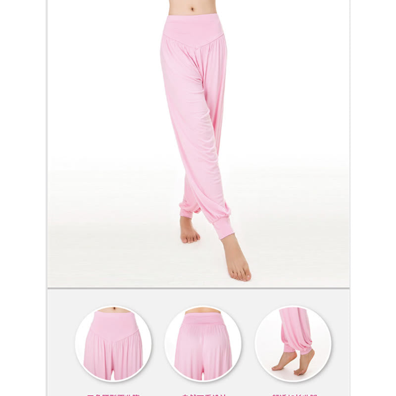 Buddha Stones Solid Color Modal Yoga Dance Long Harem Pants - image 15