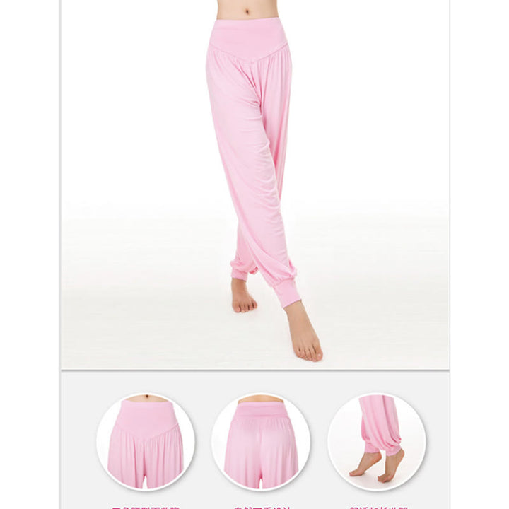 Buddha Stones Solid Color Modal Yoga Dance Long Harem Pants - image 15
