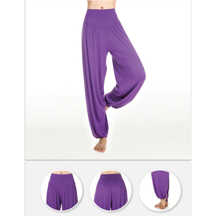 Buddha Stones Solid Color Modal Yoga Dance Long Harem Pants - image 4