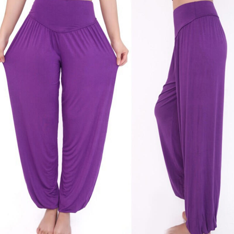 Buddha Stones Solid Color Modal Yoga Dance Long Harem Pants - image 3