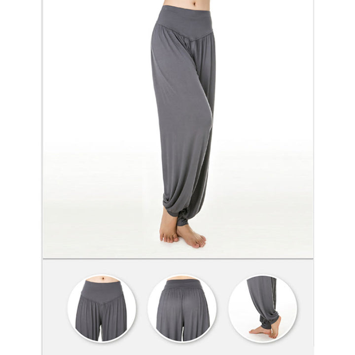 Buddha Stones Solid Color Modal Yoga Dance Long Harem Pants - image 19