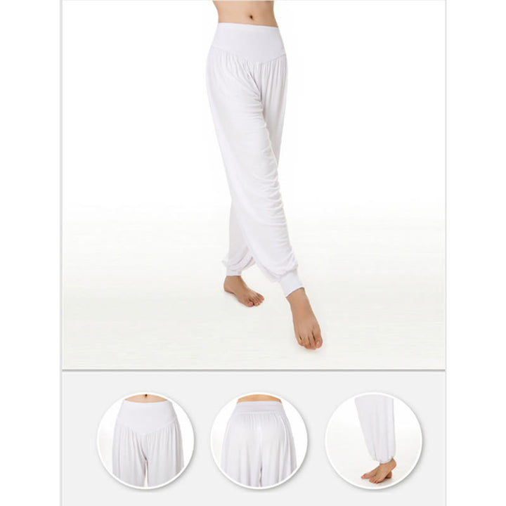 Buddha Stones Solid Color Modal Yoga Dance Long Harem Pants - image 47