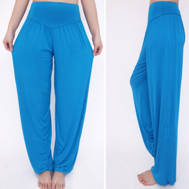 Buddha Stones Solid Color Modal Yoga Dance Long Harem Pants - image 44