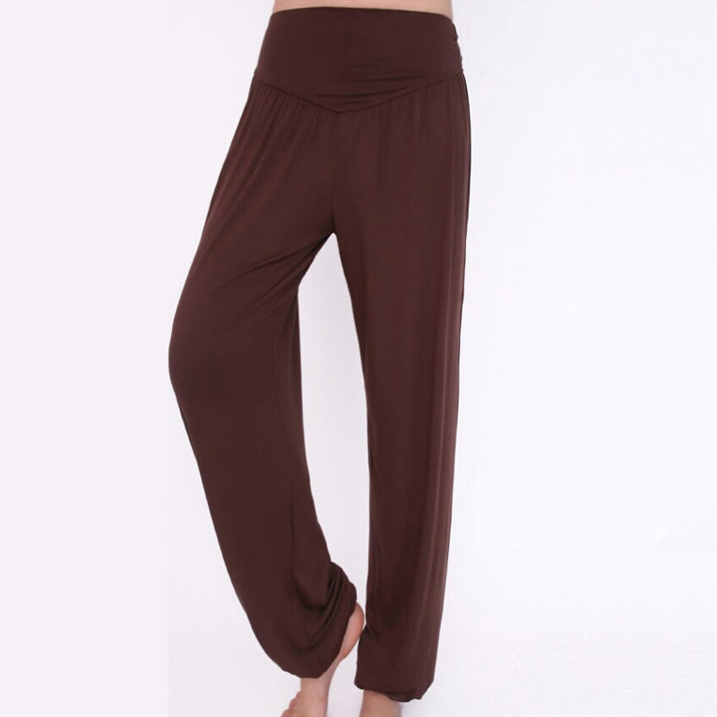 Buddha Stones Solid Color Modal Yoga Dance Long Harem Pants - image 37