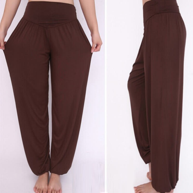 Buddha Stones Solid Color Modal Yoga Dance Long Harem Pants - image 38