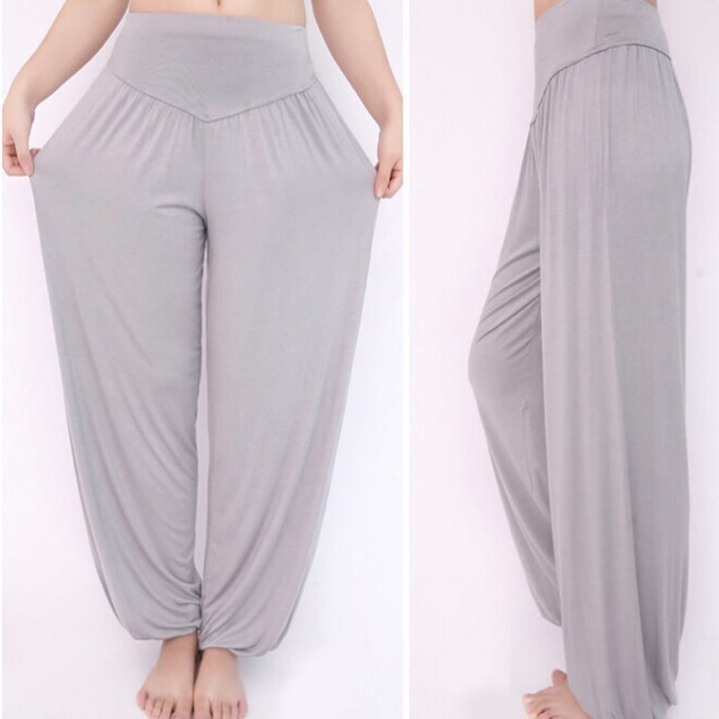 Buddha Stones Solid Color Modal Yoga Dance Long Harem Pants - image 11