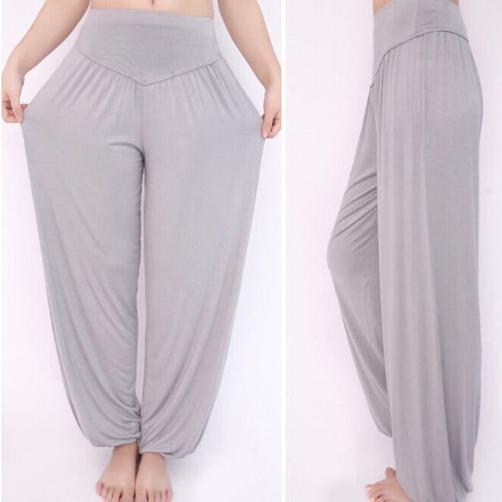 Buddha Stones Solid Color Modal Yoga Dance Long Harem Pants - image 11
