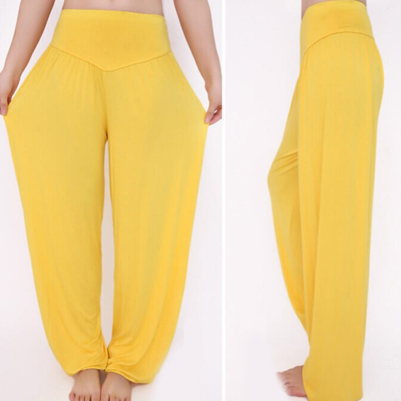 Buddha Stones Solid Color Modal Yoga Dance Long Harem Pants - image 50