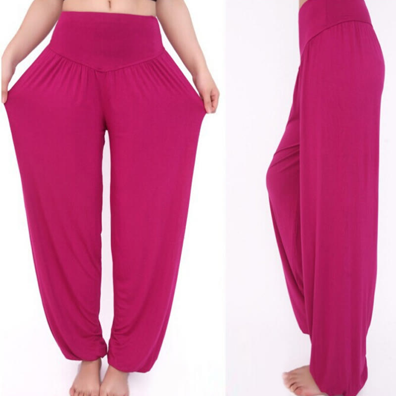 Buddha Stones Solid Color Modal Yoga Dance Long Harem Pants - image 54