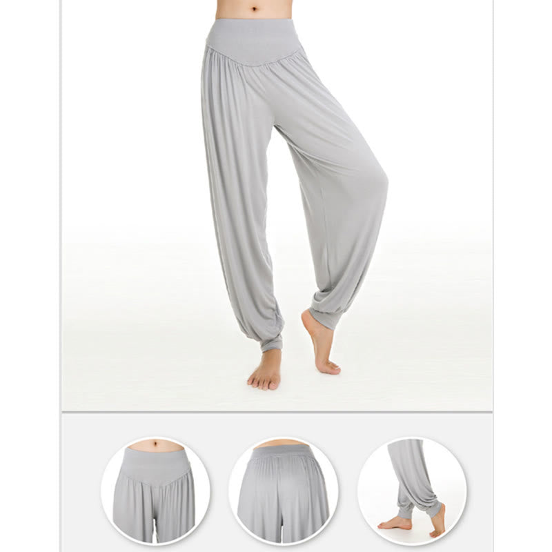 Buddha Stones Solid Color Modal Yoga Dance Long Harem Pants - image 12