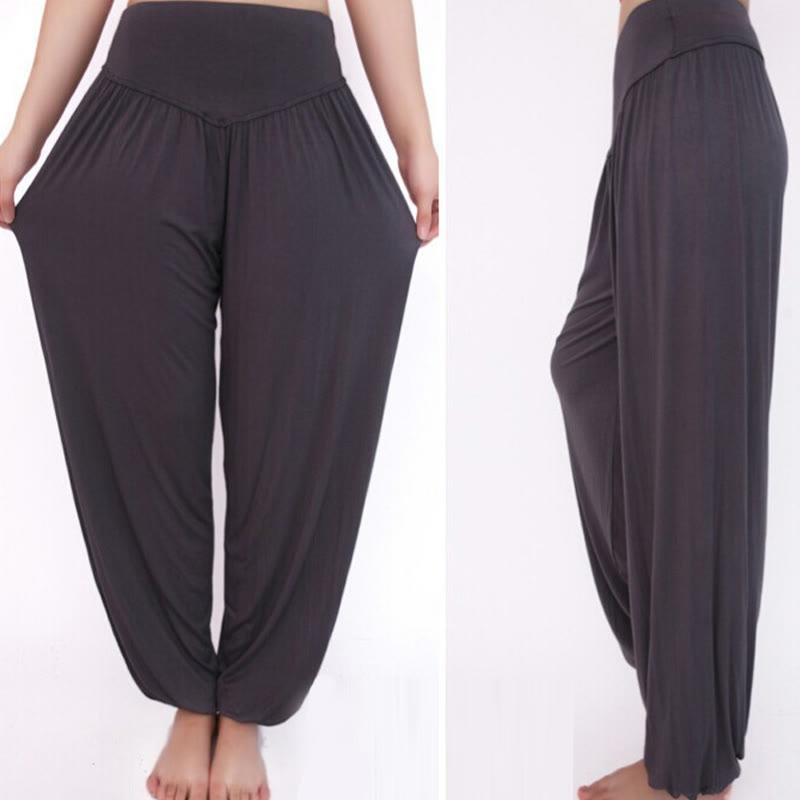 Buddha Stones Solid Color Modal Yoga Dance Long Harem Pants - image 24
